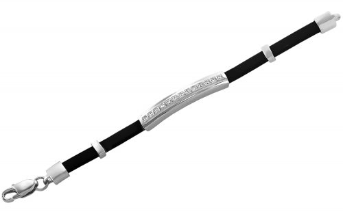 Каучуковый браслет с серебряными вставками БСК218-С