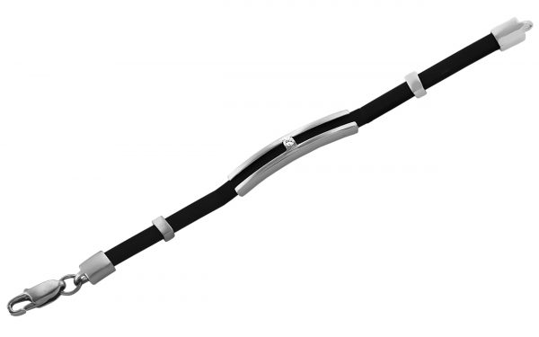 Каучуковый браслет с серебряными вставками БСК219-С