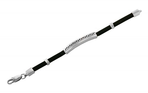 Каучуковый браслет с серебряными вставками БСК220-С Каучуковый браслет с серебряными вставками БСК220-С