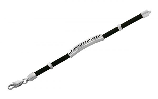 Каучуковый браслет с серебряными вставками БСК220-С