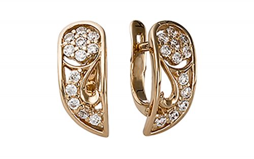 Золотые серьги с кубическим цирконием СВ1455