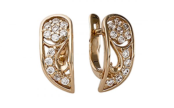 Золотые серьги с кубическим цирконием СВ1455