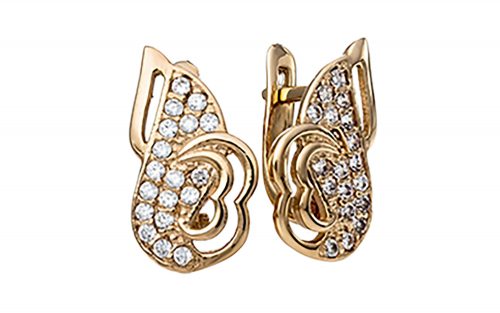 Золотые сережки с фианитами СВ1456 Золотые сережки с фианитами СВ1456