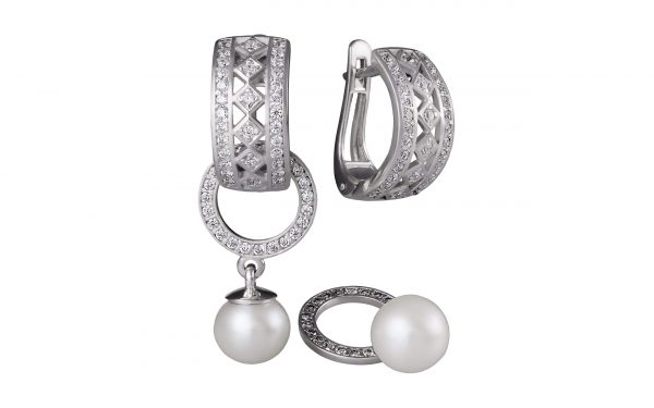 Сережки золотые с жемчугом СВ1697.1 Сережки золотые с жемчугом СВ1697.1