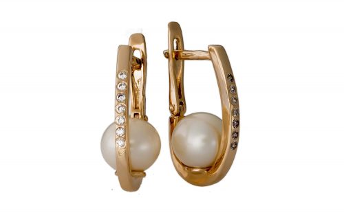 Сережки золотые с жемчугом СВ1942