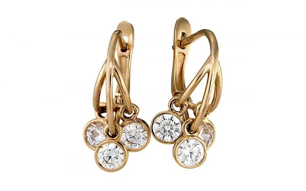 Золотые серьги с кубическим цирконием СВ1965 Золотые серьги с кубическим цирконием СВ1965