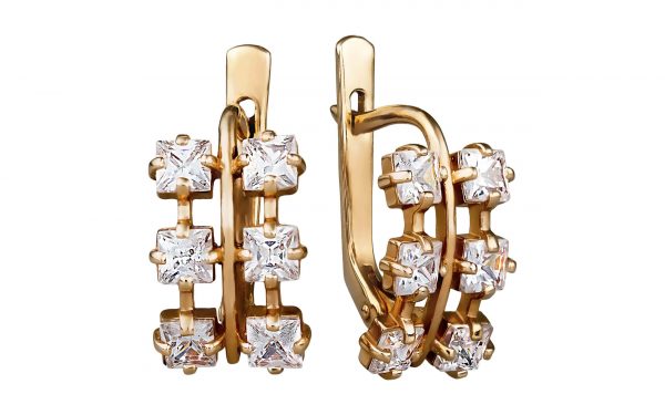 Золоті сережки з фіанітами СВ1184 Золоті сережки СВ1184