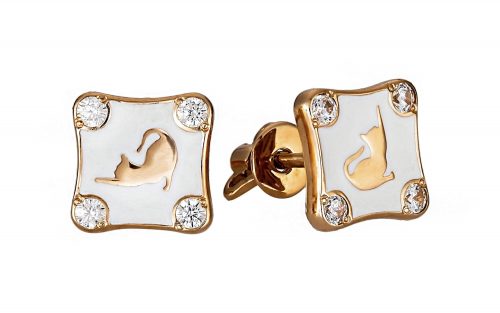 Золотые серьги с эмалью СВ1980.1 Золоті сережки СВ1980.1