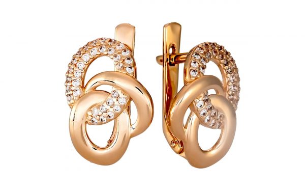 Сережки золотые с фианитами СВ1991 Золоті сережки СВ1991