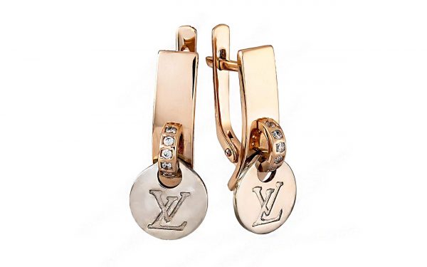 Золотые серьги с фианитами СВ2003 Золоті сережки СВ2003