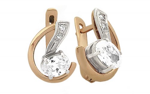 Серьги золотые с фианитами СВ780 Золоті сережки СВ780