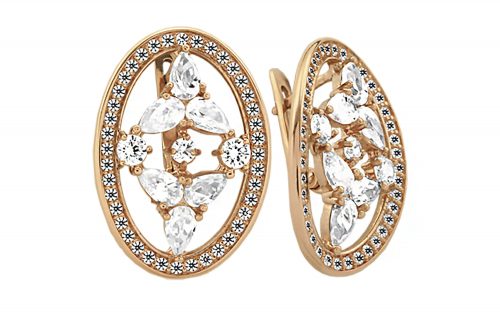 Сережки золотые с фианитами СВ806 Золоті сережки СВ806