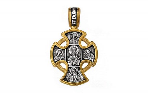 Хрест натільний Господь Вседержитель. Ангел охоронець Срібний хрестик КР094-С