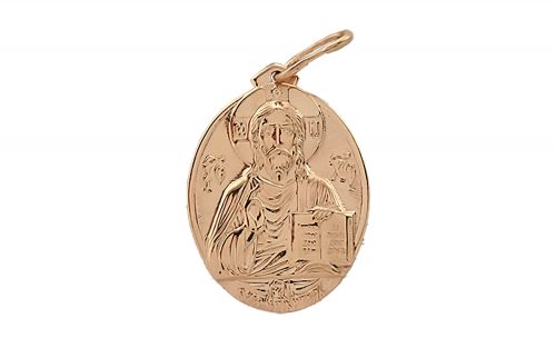 Золотая ладанка ПВ712 Фото золотая ладанка ПВ712 овальной формы, изображение Иисуса Христа с нимбом и с раскрытой Библией .средний вес изделия 1.67 грамма