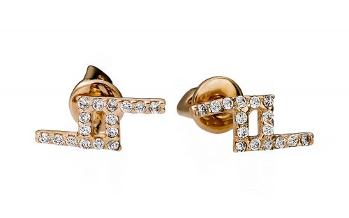 Золотые сережки с фианитами СВ1756 Золоті сережки СВ1756