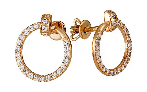 Золотые серьги с фианитами СВ2007 Золоті сережки СВ2007