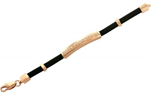 Каучуковый браслет с золотыми вставками БСК218 Золотий браслет БСК218