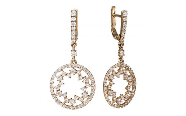 Сережки золоті з фіанітами СВ1532 Золотые серьги СВ1532