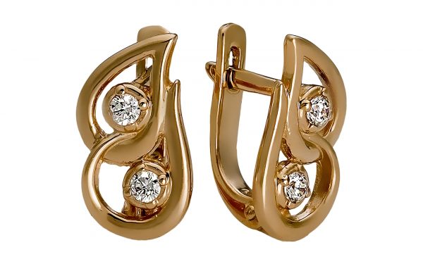 Золоті сережки з фіанітами СВ1781 Золотые серьги СВ1781