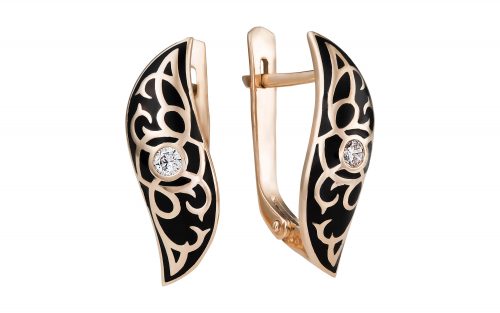 Золоті сережки з емаллю СВ1851.14 Золотые серьги СВ1851.14