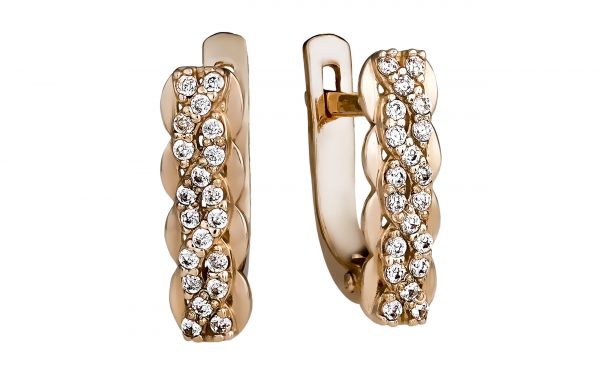 Золоті сережки з фіанітами СВ1868 Золотые серьги СВ1868