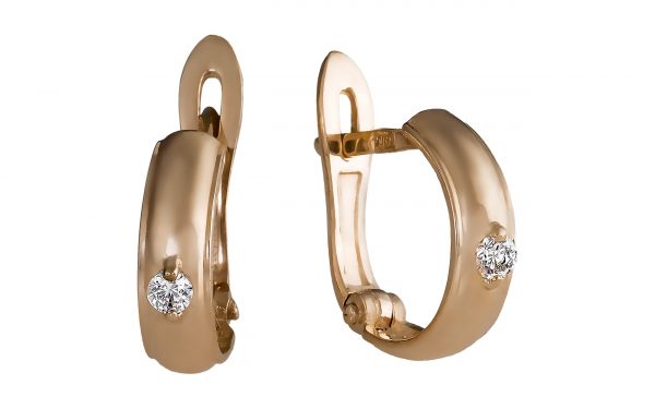 Золоті сережки з фіанітами СВ1876 Золотые серьги СВ1876