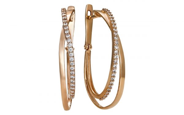 Золоті сережки з фіанітами СВ1889 Золотые серьги СВ1889