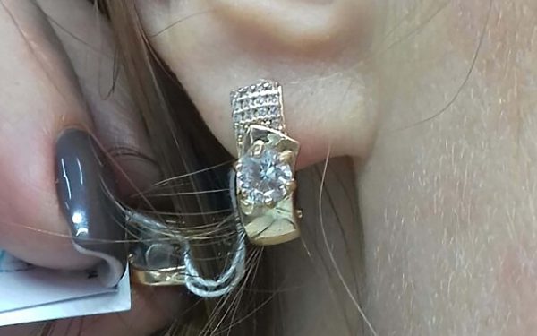 Сережки золоті з фіанітами СВ1862 ювелирный завод ЮвелирЭлит