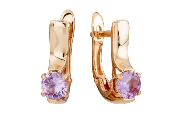 Золоті сережки з султанітом синьо-фіолетовим СН1933.9 Золотые серьги СН1933.9