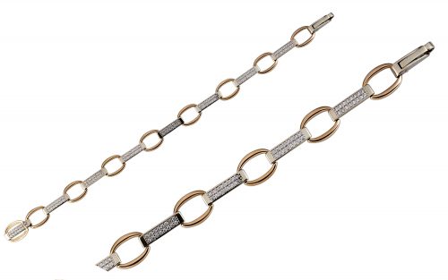 Золотий браслет БС430 Фото золотого браслета БС430 с фианитами из комбинированного золота.