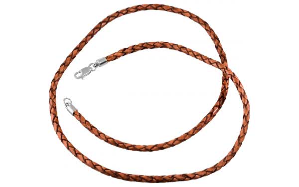 Кожаный шнурок с серебряным замком ЦК233.11-С Серебряная цепочка ЦК233.11-С