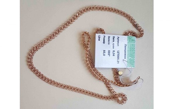 Золотая цепочка ЦП085.21 фото Золотая цепочка ЦП085.21 общий вид свернутая