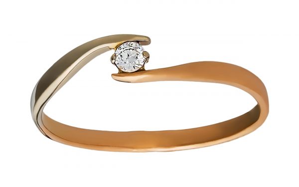 фото Золотое кольцо с бриллиантами КД2096 средний вес 1.1 грамма