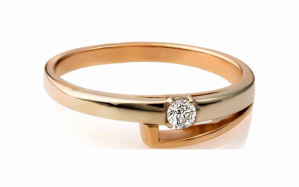 фото Золотое кольцо с бриллиантами КД2099 средний вес 2.18 грамма