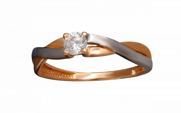 фото Золотое кольцо с бриллиантами КД3037 комбинированного золота