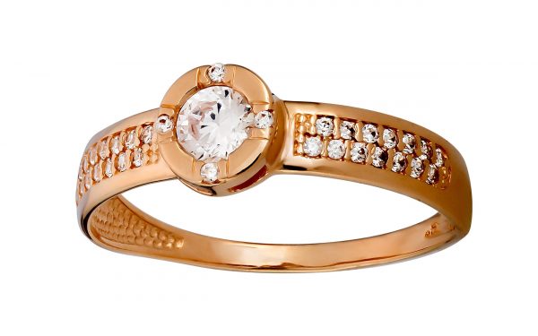 Золотое кольцо с фианитами КВ3003 средний вес 1,89 г