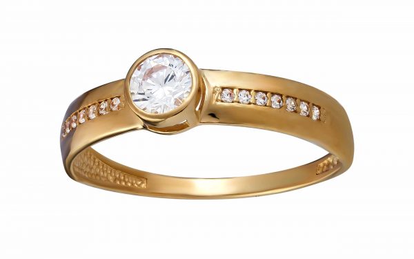 фото золотое кольцо для помолвки КВ3005 с фианитами весом 2.11 грамма
