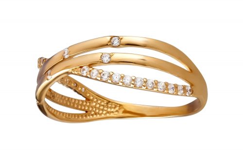 Золота каблучка з фианитом КВ3008 Золотое кольцо с фианитами КВ3008 средний вес 1.90 г