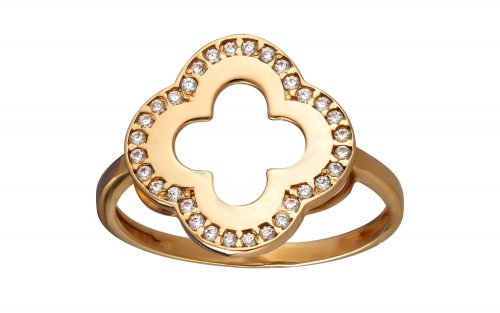 Золотое кольцо с фианитами КВ3009 средний вес 1.76 г