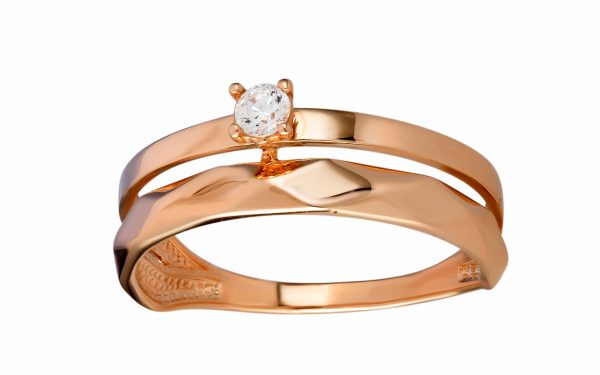 Фото золотое кольцо с фианитом КВ3021 средний вес 1.72 грамма