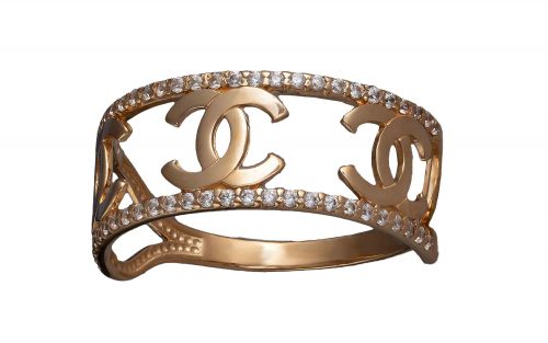 фото Золотое кольцо с фианитом КВ3036 копия коко шанель