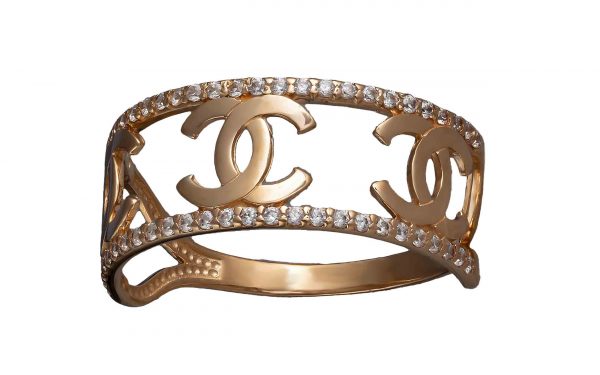 фото Золотое кольцо с фианитом КВ3036 копия коко шанель