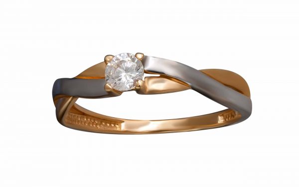 фото золотое кольцо с фианитом КВ3037 средний вес 1.81 грамма