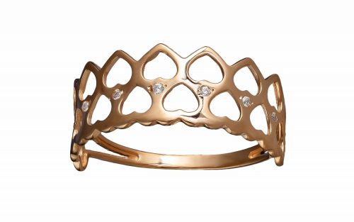 фото Золотое кольцо с фианитом КВ3039 в виде короны