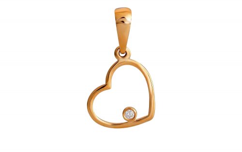 фото Золотая подвеска с бриллиантами ПД1378 в виде сердечка