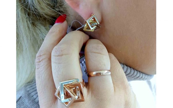 Золотые серьги СБ206 Фото Золотые серьги СБ206 и Золотое кольцо КБ360 комплектом