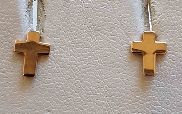 Золотые серьги СБ376 фото Золотые серьги СБ376 пусеты гвоздики в виде крестиков