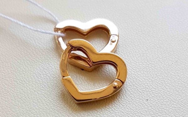 фото Золотые серьги СБ379 в виде сердечка рядом лежат