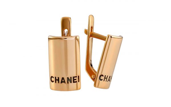 фото сережки золотые СБ395 без вставок средним весом 3.50 грамма