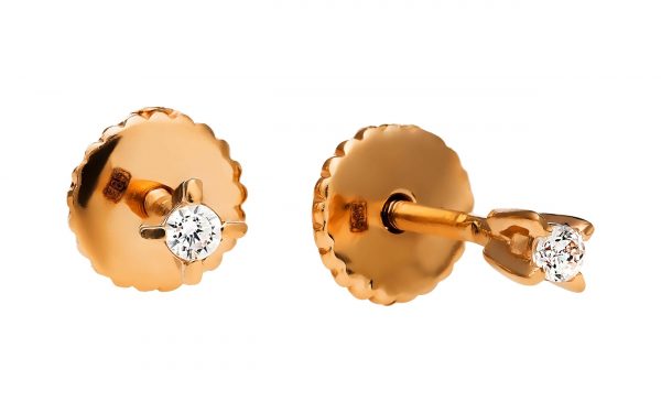 Золотые сережки с бриллиантами СД1297 фото Золотые сережки с бриллиантами СД1297 пусеты средний вес 1,59 грамма